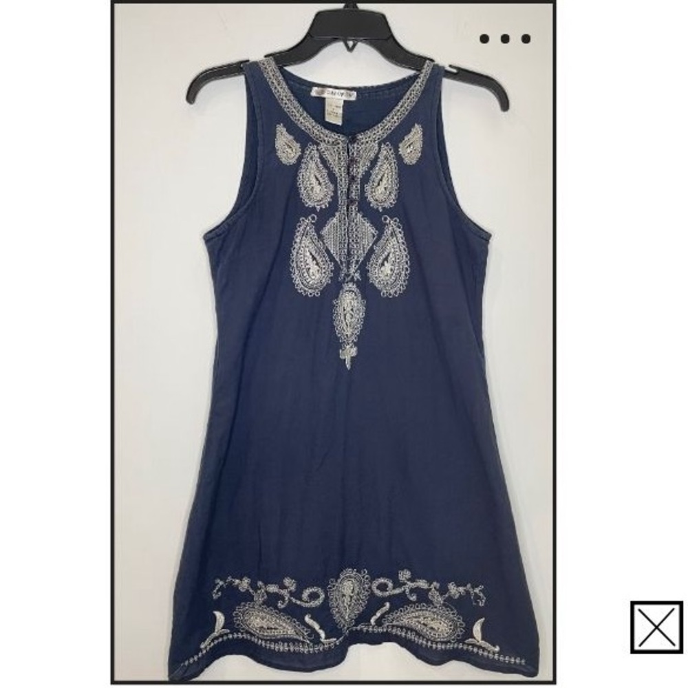 Blue Embroidered Linen dress